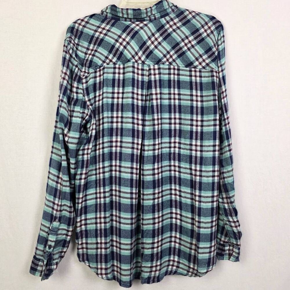 Lucky Brand Plaid Shirt XL Button Front Blue Green - Picture 7 of 9